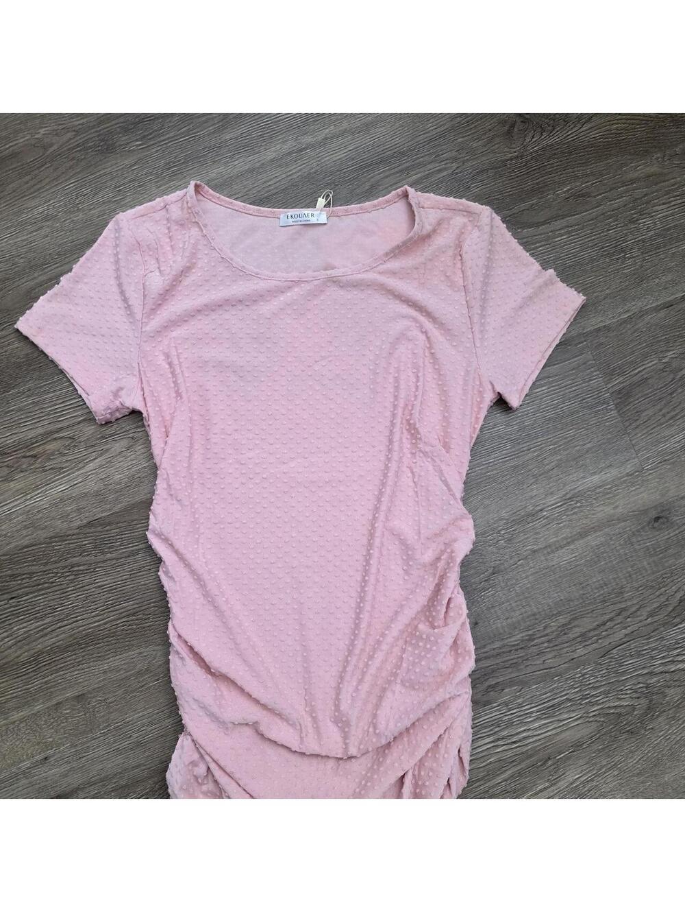 Pink Textured Short Sleeve Blouse